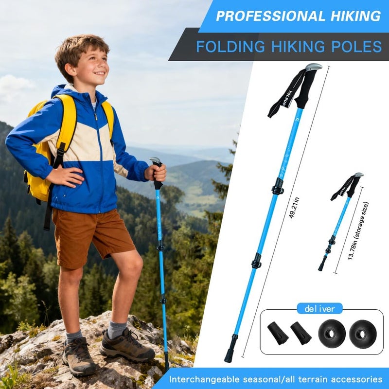 yourjoy Hiking Trekking Poles for Kids, 2 Pack Anti Shock, Adjustable, Collapsible Hiking Poles for Trekking or Walking, Lightweight Aluminum Sticks - Image 4